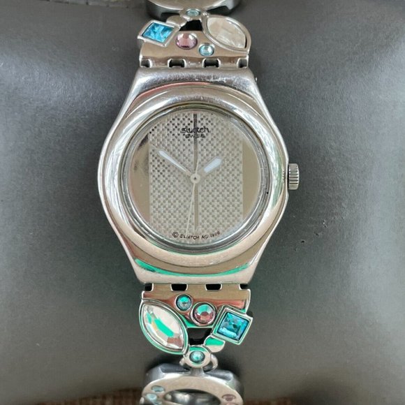 Swatch Ladies Wrist Watch SWISS AG Quartz Analog Multi color crystal Watch - Picture 2 of 12